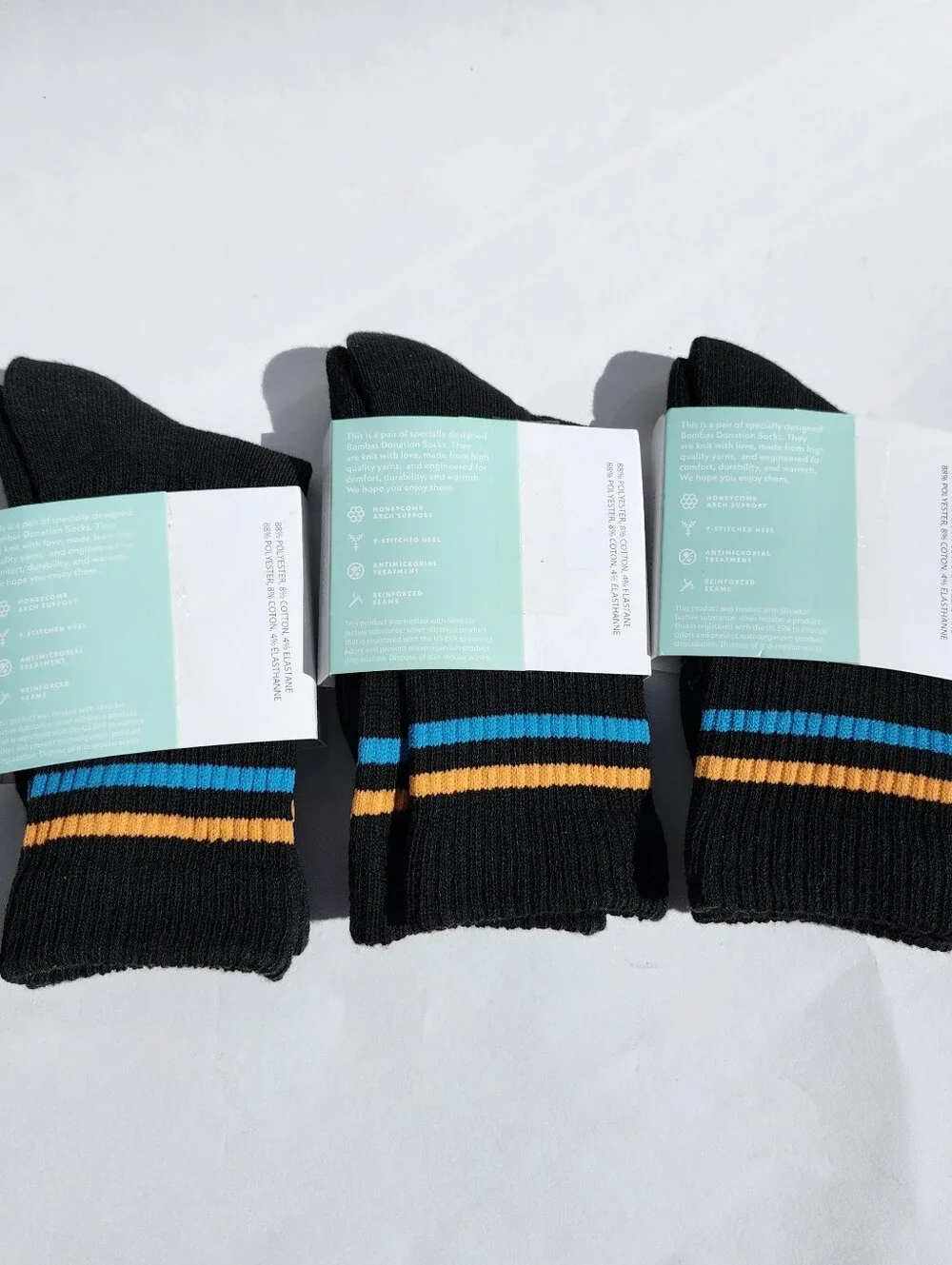 Bombas Kids Socks with Blue and Orange Accents Xs